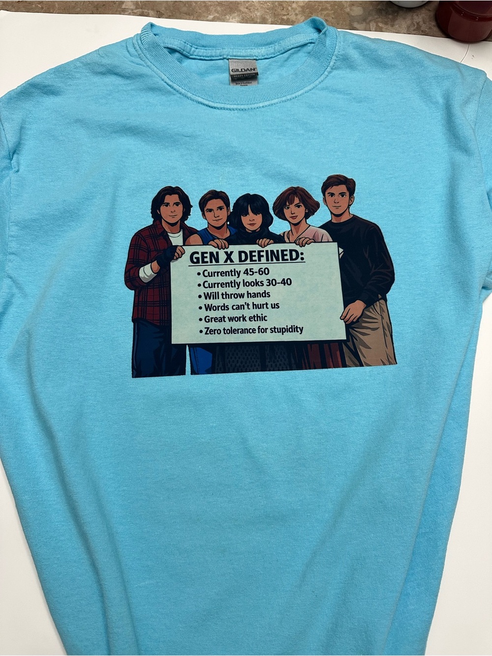 Gildan Light Blue "Gen X Defined" Graphic Tee